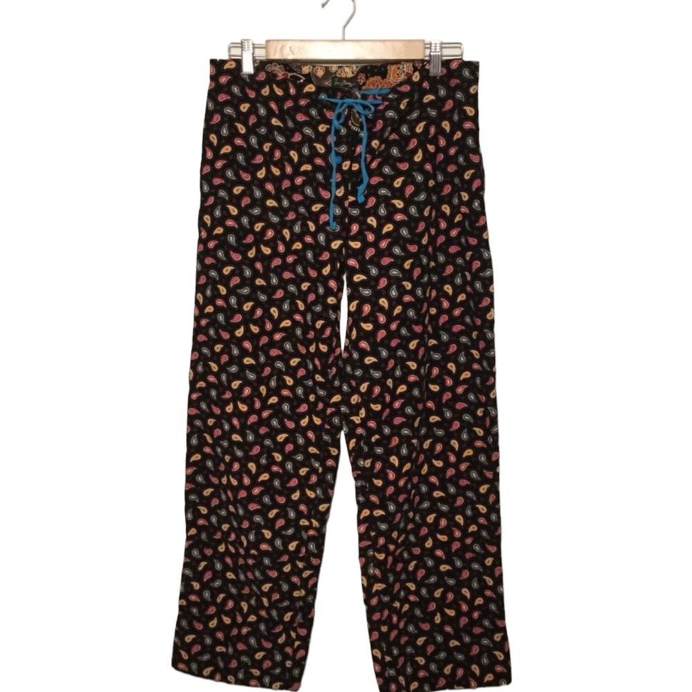 VERA BRADLEY sz Small Pajama Pants Paisley Print Black Multi